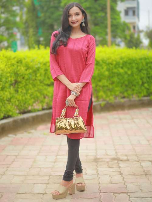 women self design three quarter sleeve straight kurta - 22003723 - Very Small Image - 1