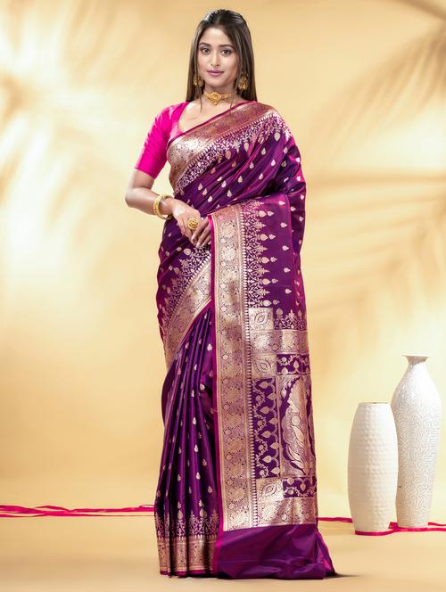 women self design banarasi saree with blouse - 22011311 - Very Small Image - 1
