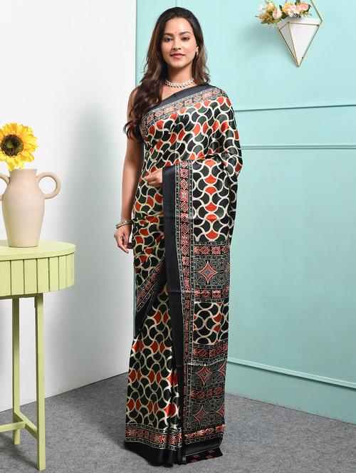 women printed casual wear saree with blouse - 22014390 - Very Small Image - 1