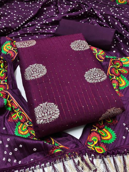 women self design zari work unstitched suit set - 22016409 - Very Small Image - 1