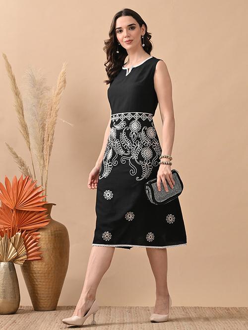 women embroidered sleeveless a-line dress - 22017613 - Very Small Image - 1