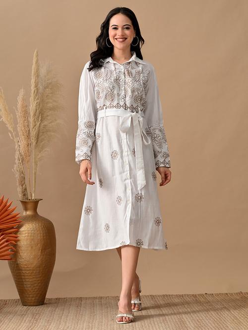 women embroidered long sleeve shirt dress - 22017614 - Very Small Image - 1