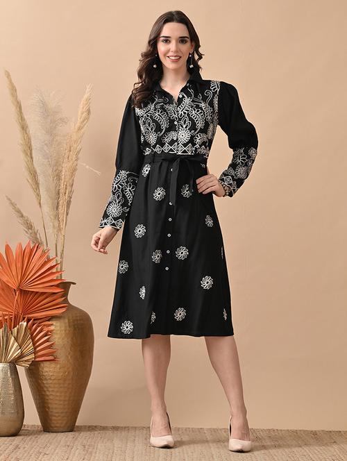 women embroidered long sleeve shirt dress - 22017616 - Very Small Image - 1