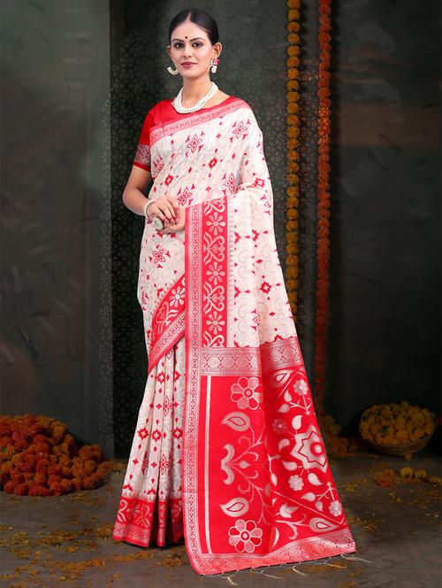 women self design bordered saree with blouse - 22018350 - Very Small Image - 1