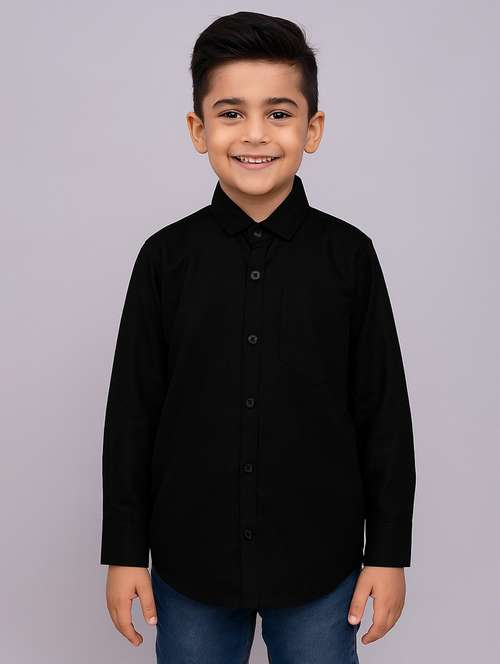 black cotton blend shirt - 22019953 - Very Small Image - 1
