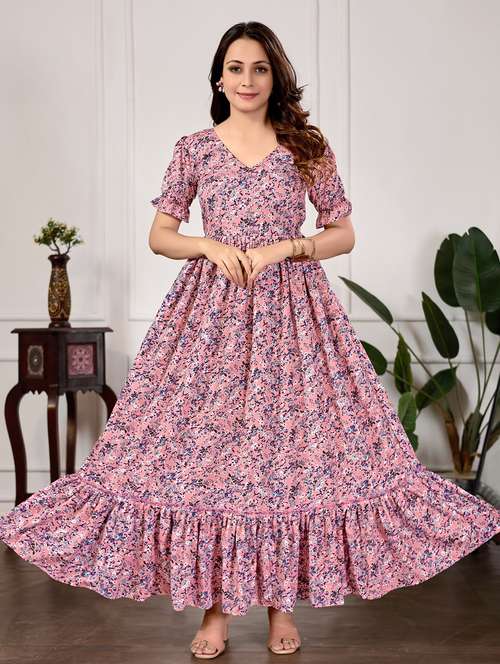 women floral print puff sleeve tiered maxi dress - 22027131 - Very Small Image - 1