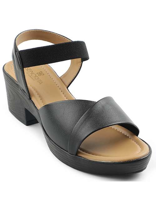women black solid back strap sandal - 22030175 - Very Small Image - 1