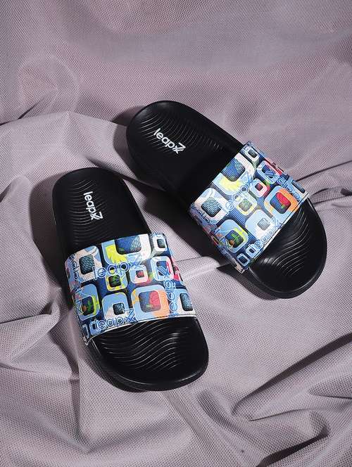 women blue printed slip on slides - 22030190 - Very Small Image - 1