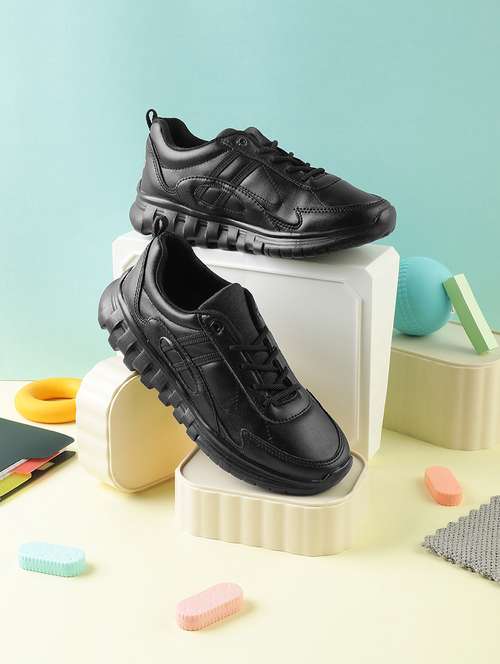 kids solid lace up uniform shoes - 22030440 - Very Small Image - 1