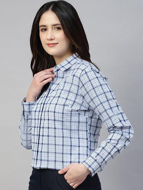 women checkered collared long sleeves shirt - 22038786 - Very Small Image - 1