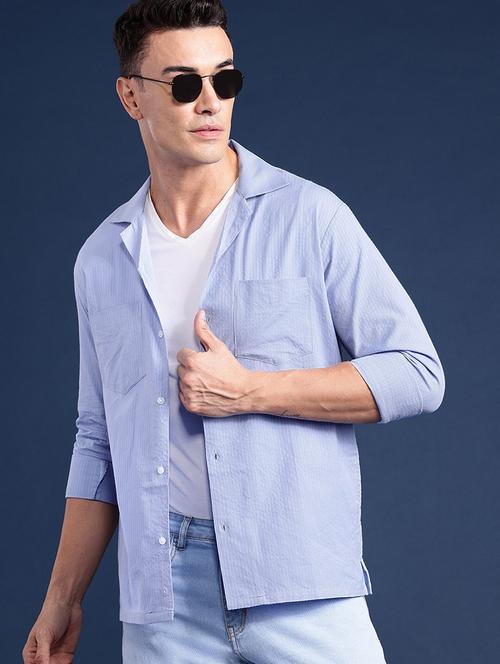 men solid cuban collared long sleeve shirt - 22038991 - Very Small Image - 1