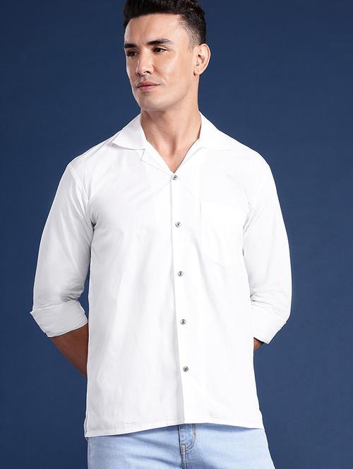 men solid cuban collared long sleeve shirt - 22038997 - Very Small Image - 1