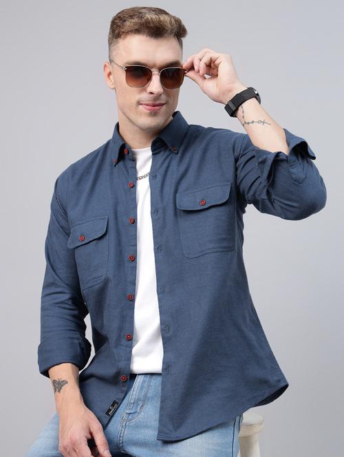 men solid collared long sleeve regular fit shirt - 22039083 - Very Small Image - 1