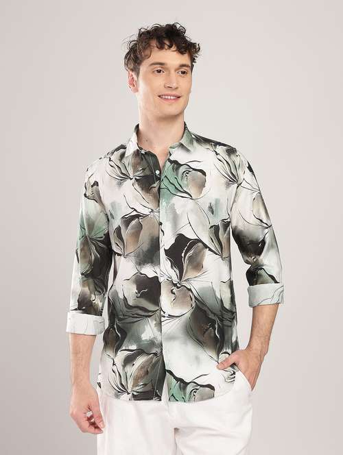 men printed collared long sleeve regular fit shirt - 22052124 - Very Small Image - 1