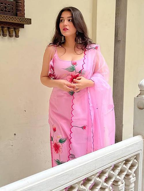 pink viscose straight kurta - 22053806 - Very Small Image - 1