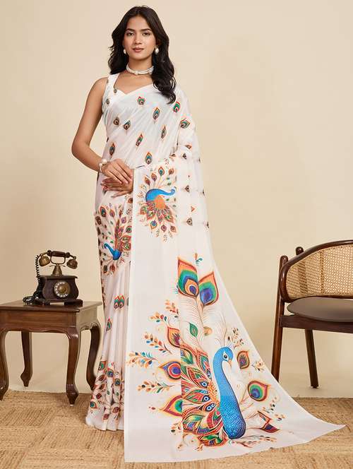 women printed casual wear saree with blouse - 22058783 - Very Small Image - 1