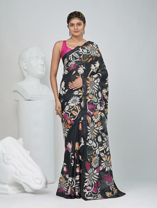 women solid with work handloom saree with blouse - 22060740 - Very Small Image - 1