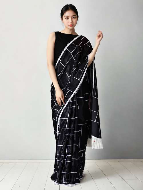 women printed casual wear saree with blouse - 22076036 - Very Small Image - 1