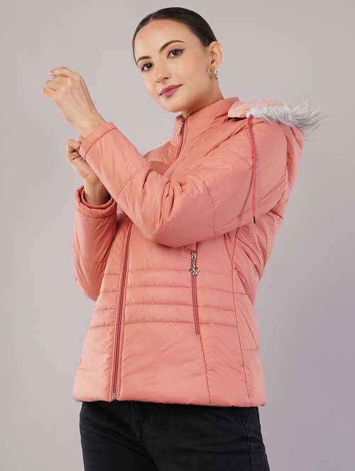 women solid long sleeve hooded quilted jacket - 22080933 - Very Small Image - 1