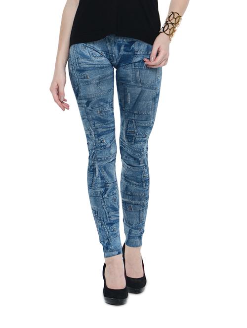 Blue Pocket Print Leggings - 856443 - Very Small Image - 1