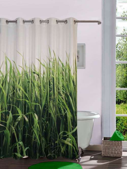 lushomes digitally printed grass shower curtain with 10 eyelets - 10550691 - Very Small Image - 1