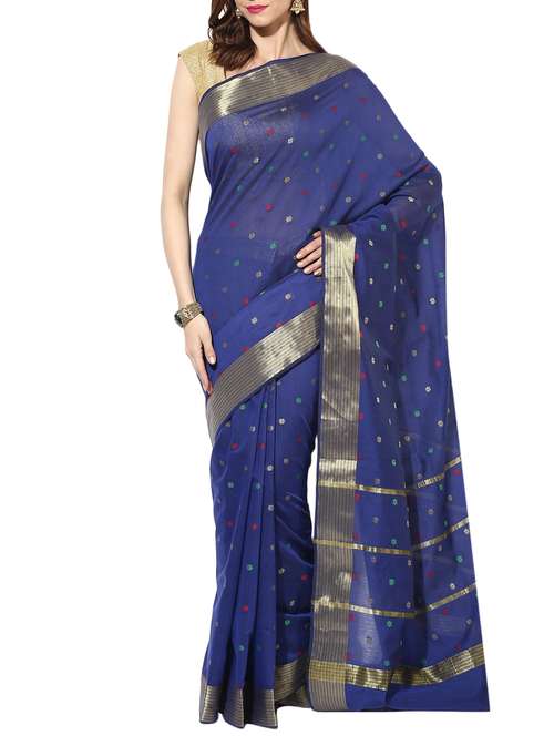 blue color viscose silk  woven saree - 10560735 - Very Small Image - 1