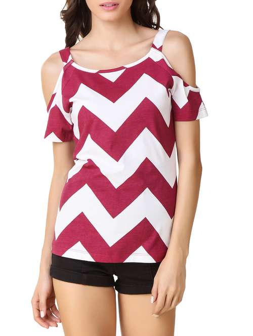 cold shoulder chevron top - 11441434 - Very Small Image - 1