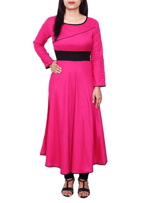 pink rayon flared kurta - 11588698 - Very Small Image - 1