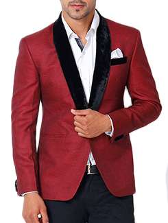 maroon cotton casual blazer - 11632078 - Very Small Image - 1