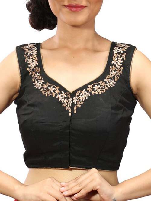 black net embroidered stitched blouse - 11665097 - Very Small Image - 1