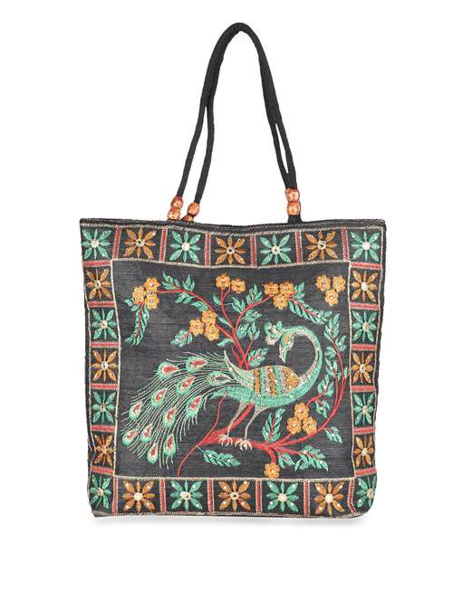 multicolour embroidered polyester tote bag - 1167348 - Very Small Image - 1