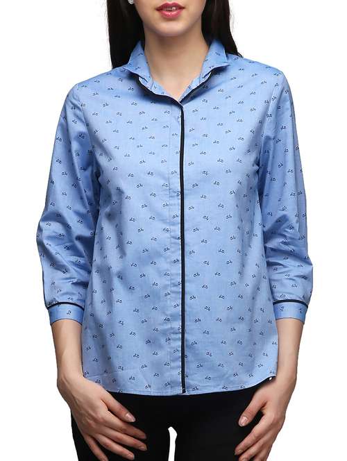 blue cotton regular shirt - 11766603 - Very Small Image - 1