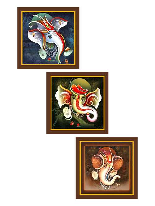 ganesha art paintings - set of 3 - 11788203 - Very Small Image - 1