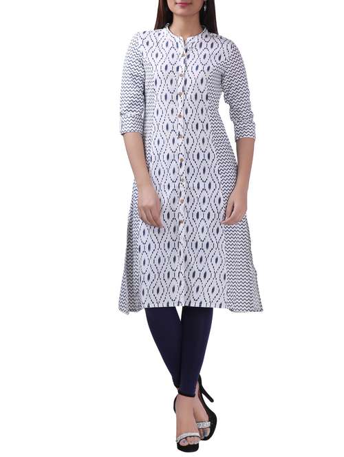 white khadi aline kurta - 12339126 - Very Small Image - 1