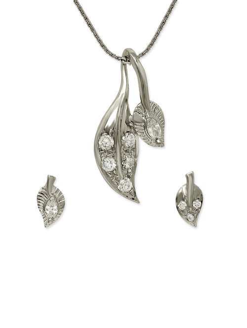 silver brass pendant and earrings set - 12441107 - Very Small Image - 1