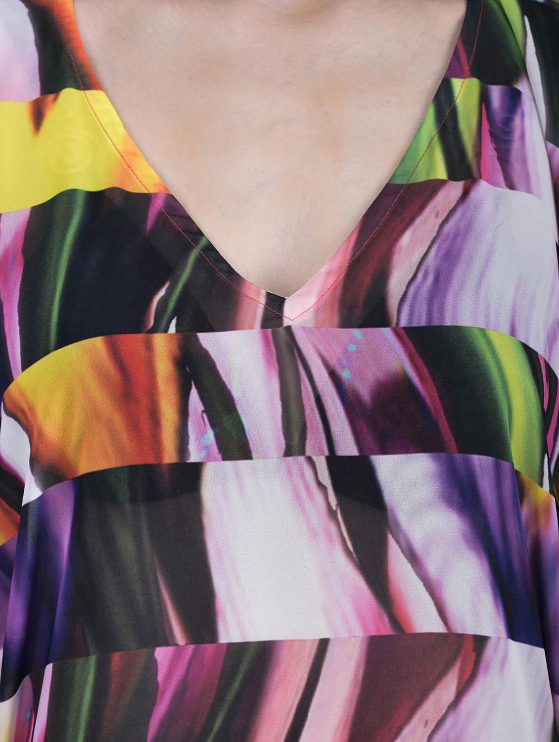 multi colored relax fit sheer printed kaftan dress - 12755853 - Standard Image - 3