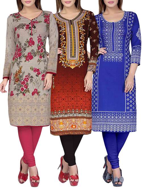 multi colored synthetic combos kurta - 12909454 - Very Small Image - 1