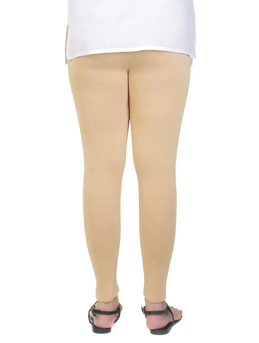beige solid ankle length legging - 12911993 - Zoom Image - 2