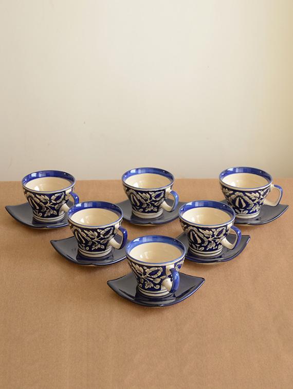 blue ceramic mughal hand painted tea set - 1292863 - Standard Image - 2