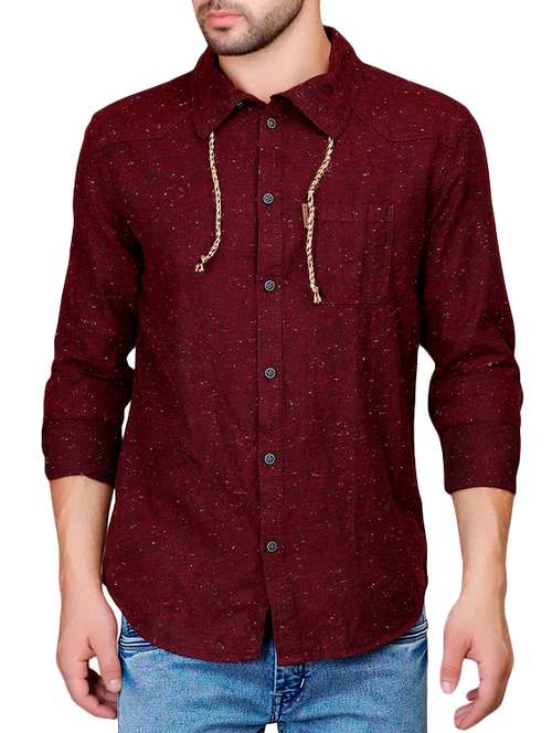 maroon printed cotton casual shirt - 12973213 - Very Small Image - 1