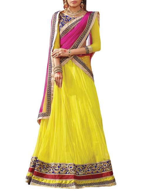 yellow net panelled lehenga - 12983274 - Very Small Image - 1