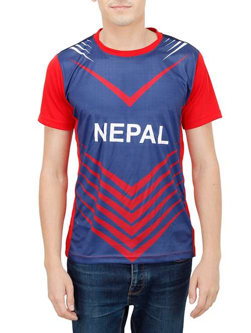 navy blue and red polyester t-shirt - 13054686 - Very Small Image - 1