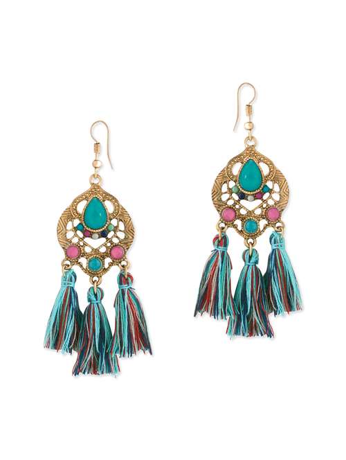 blue metal tassel earrings - 13069802 - Very Small Image - 1