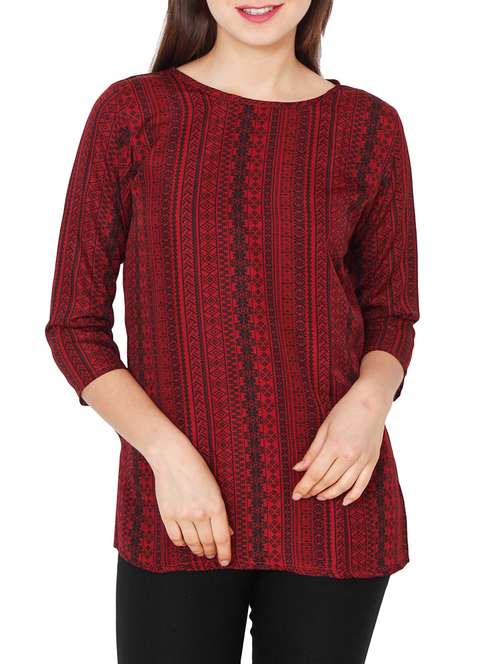 women's straight round neck top - 13138271 - Very Small Image - 1