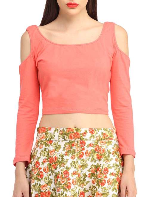 scoop neck cold shoulder top - 13179998 - Very Small Image - 1