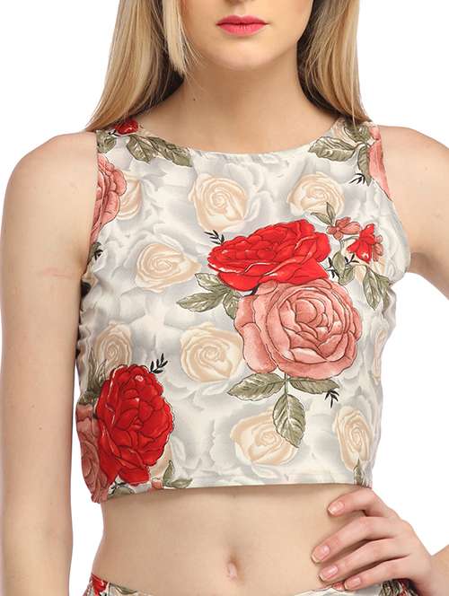 round neck floral crop top - 13180075 - Very Small Image - 1