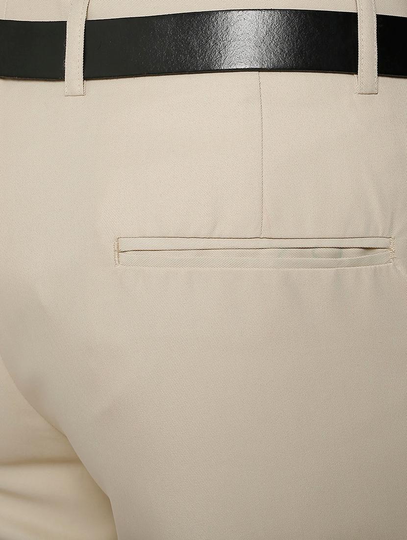 beige polyester flat front trousers formal - 13428231 - Standard Image - 3