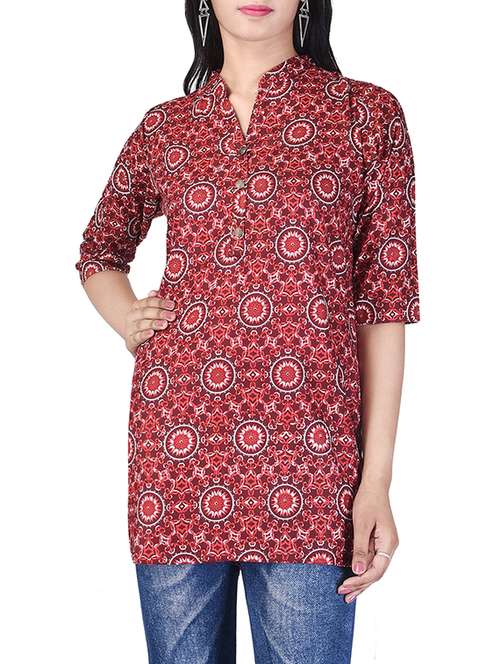 maroon viscose straight kurti - 13742617 - Very Small Image - 1