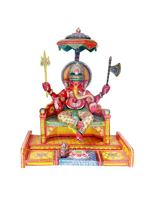 direct create ganesh ji sitting with chuha murti - 13757107 - Very Small Image - 1