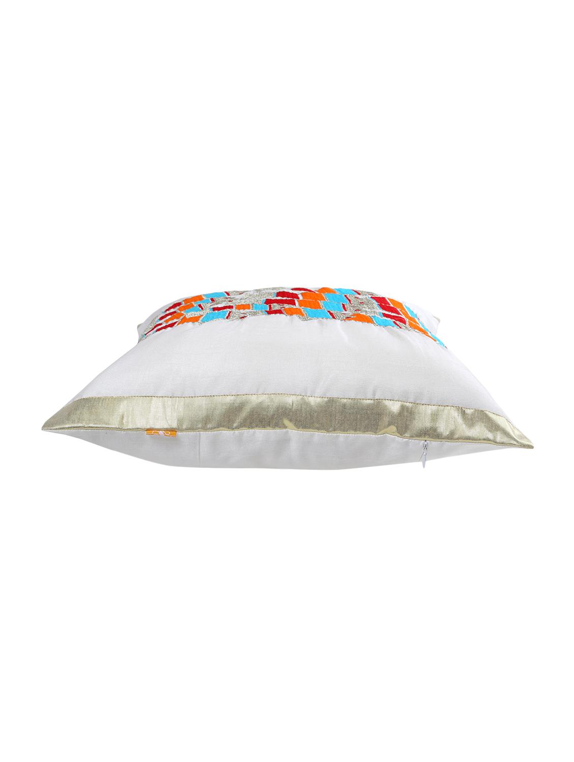 white swimming fish embroidered cushion cover - 13981179 - Standard Image - 2